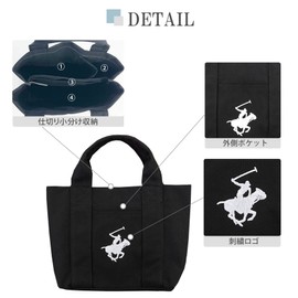 Beverly Hills Polo Club bm3021-bm3007 Tote Bag, BEVERLY HILLS Polo Club, Brand, Logo, Pony Embroidery, BHPC, Canvas, Mini Tote Bag, 2 Types to Choose from, Approx. 3.2 gal (10 L), bm3007 off