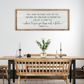 ZZJJHYWGQ Jeremiah 29:11 Bible Verse Wall Art 32"x12" For I Know The Plans I Have For You Large Scripture Christian Blessing Decor Sign (Wood