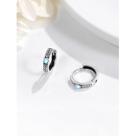 Dreamboat Sterling Silver Celtic Knot Earrings for Women Norse Viking Irish Earrings Men Hoop Earrings Unisex Arracadas Para Hombr Moonstone Irish Jewelry Irish Gifts