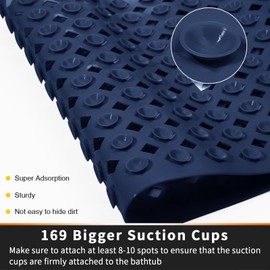 Yimobra Shower Bathtub Mat Non Slip, Bath Mats for Tub, Stall Mat with Drain Holes Suction Cups, Machine Washable, BPA, Latex,Phthalate Free, 21 x 21 Inches, Navy Blue