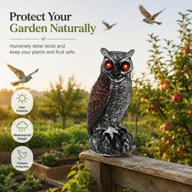 Solar Owl Bird Deterrent for Garden Protection – Waterproof Decoy with Motion Sound & Light-Up Eyes