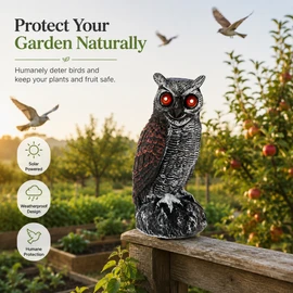 Solar Owl Bird Deterrent with Motion-Activated Sound and Red LED Eyes, Outdoor Garden Decoy