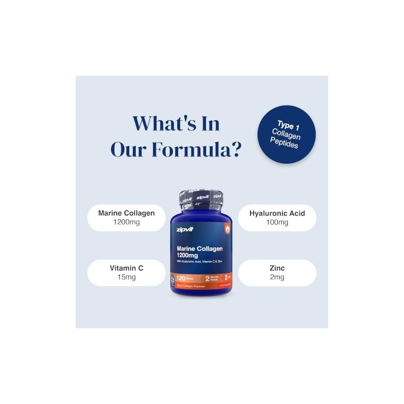 Zipvit Marine Collagen Tablets 1200mg with Hyaluronic Acid Vitamin C