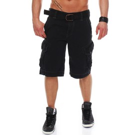 Jet Lag Men's Cargo Shorts Take Off 3 (16) with Belt, black