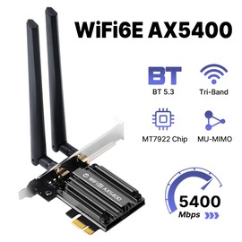 FENVI PCIe WiFi 6E Card for Desktop PC, AX5400 Tri-Band Wireless Network Adapter, Bluetooth 5.3, MT7922 Chip, Low-Profile Bracket Compatible with Windows 10/11 64bit