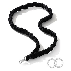 LENYNAL Scrunchies Lanyards for Id Badges and Keys, Stretchy Teacher Lanyard for Women Nurses or Cruise Cute Retractable Lanyard Neck, Black