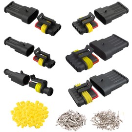 Aiqeer Set of 12 Car Waterproof Electrical Connectors, Car Waterproof Cable Connector Plug Socket Kit (1 Pin, 2 Pin, 3 Pin, 4 Pin, 5 Pin, 6 Pin)