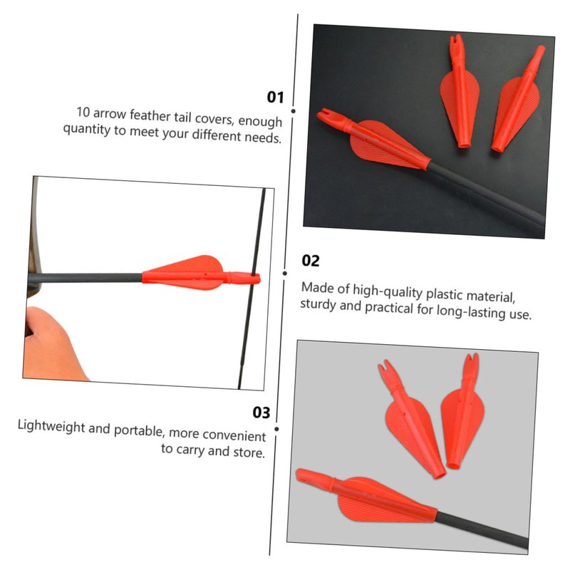 Sosoport 20 Pcs Tail Plastic Material 8mm Size Bow Arrow