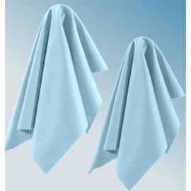 2 Pack Light Blue Oversized Microfiber Cleaning Cloth, Ideal for All LCD and Touch Screens Lenses on Cameras, Binoculars, telescopes, All Types of Optical Glass (8inchx8inch or 20x20cm)