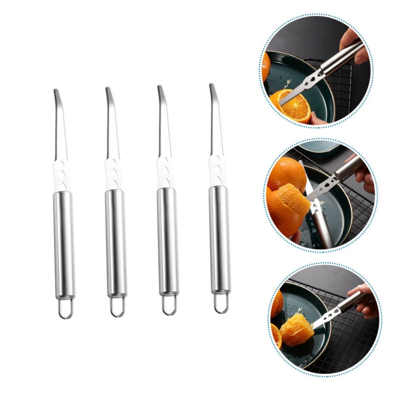 STOBAZA 4 Pack Stainless Steel Orange Peelers Easy to Use