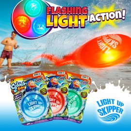 JA-RU Light Up Water Skipper Disc (3 Disc Toys) Skip Ball for Kids. Outdoor Water Sports Games. Cool Beach Gadgets & Swimming Pool Summer Toys. Easter Basket Stuffers. 862-3p