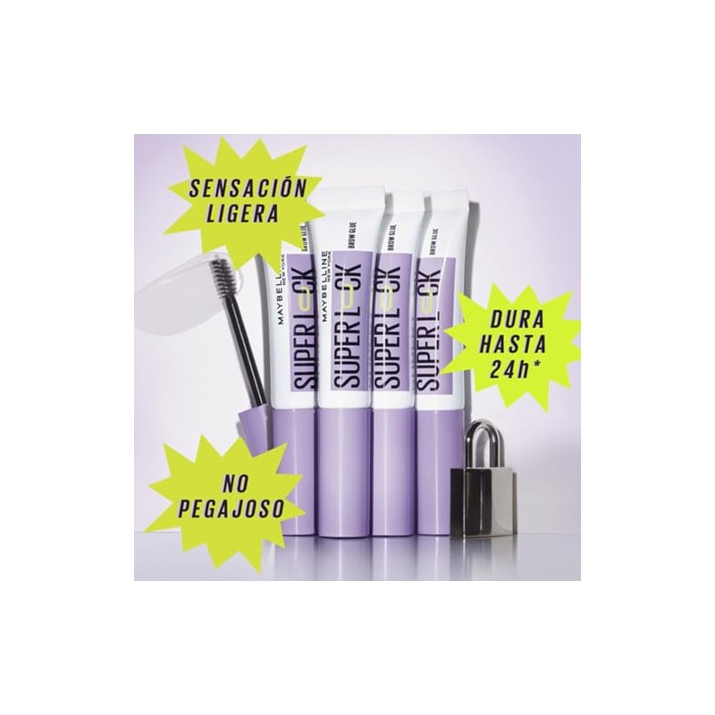 Maybelline Gel de cejas transparente SuperLock,7ml, Cejas laminadas por 24H
