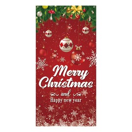 70.8 x 35.4 Inch Christmas Door Cover, Merry Christmas Decorations for Front Door, Polyester Xmas Outdoor Sign for Winter Holiday Front Door Porch Home Wall Party Supplies