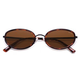 SOJOS Retro Trendy Oval Polarized Sunglasses for Women Men, 90s Vintage Circle Round Sunnies SJ1248, Brown tortoise/Brown