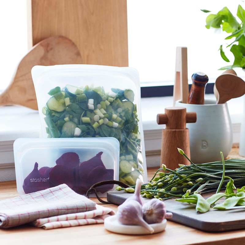 Stasher Reusable Silicone Storage Bag, Food Storage Container, Microwave and