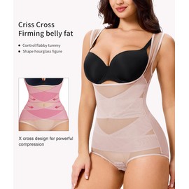 Gotoly Women Waist Trainer Bodysuit Full Body Shaper Vest Tummy Control Slim Corset Shapewear Tank Tops (Beige, 3X-Large)