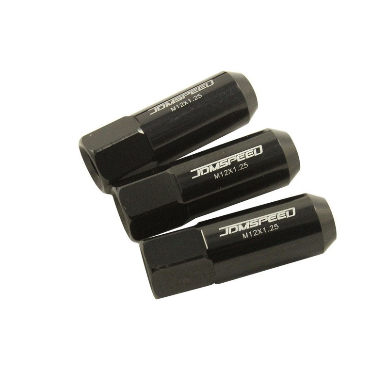 JDMSPEED Black 60MM Aluminum Extended Tuner Lug Nuts Replacement for