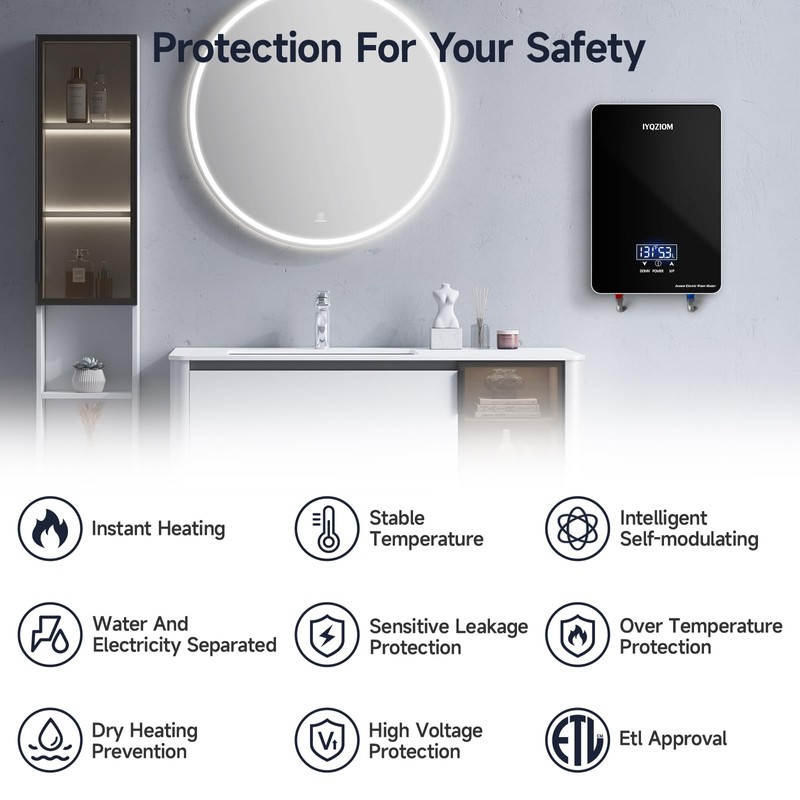 Instant Electric Water Heater 240V 6.5kW.Tankless Water Heater for Kitchen