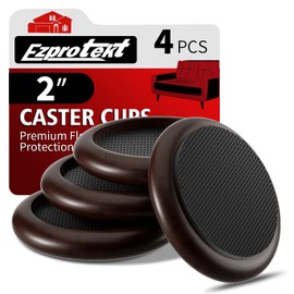 Ezprotekt Furniture Cups Φ 50 mm, 4 PCS Non Slip Wood Furniture Caster Cups, 2” Furniture Pads for Hardwood Floors, Sofas Beds Chairs Coasters with Anti-Slide Round EVA Pads, Dark Brown