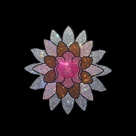 Flower Iron on Transfer Desing for Clothes by Rhinestop, Heat Transfer Bling Flower Patch, Hot Fix Rhinestone Flower Decal, Bedazzler Flower