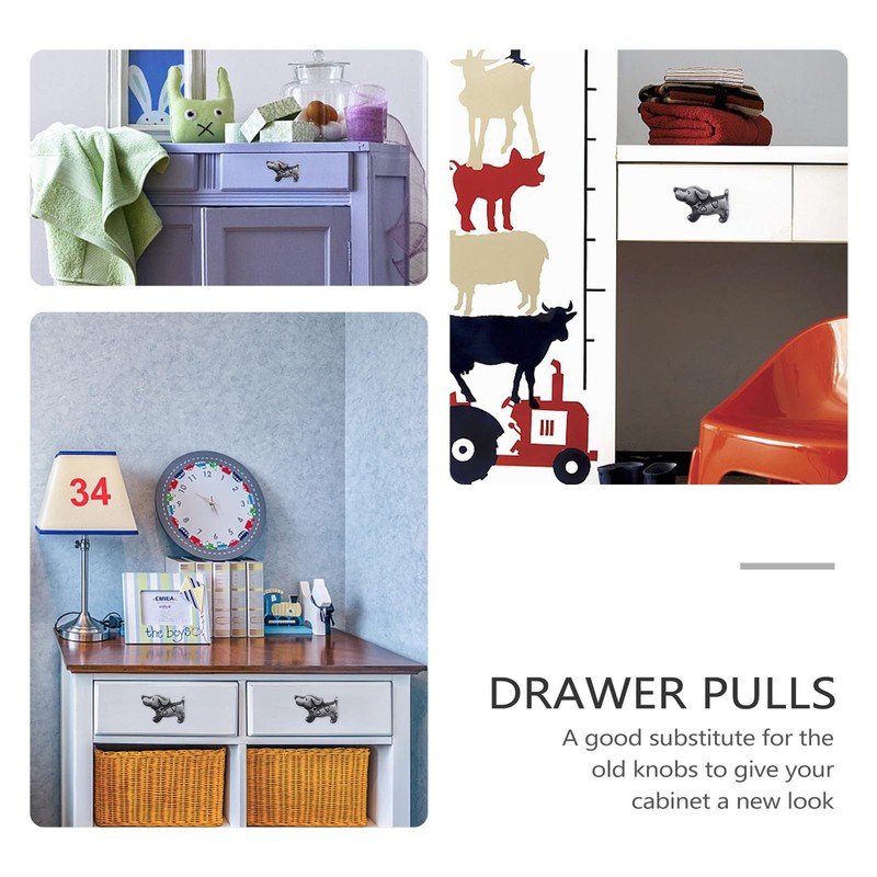 TEHAUX 1 Set Drawer Handle, Cute Dog Knobs with Screw