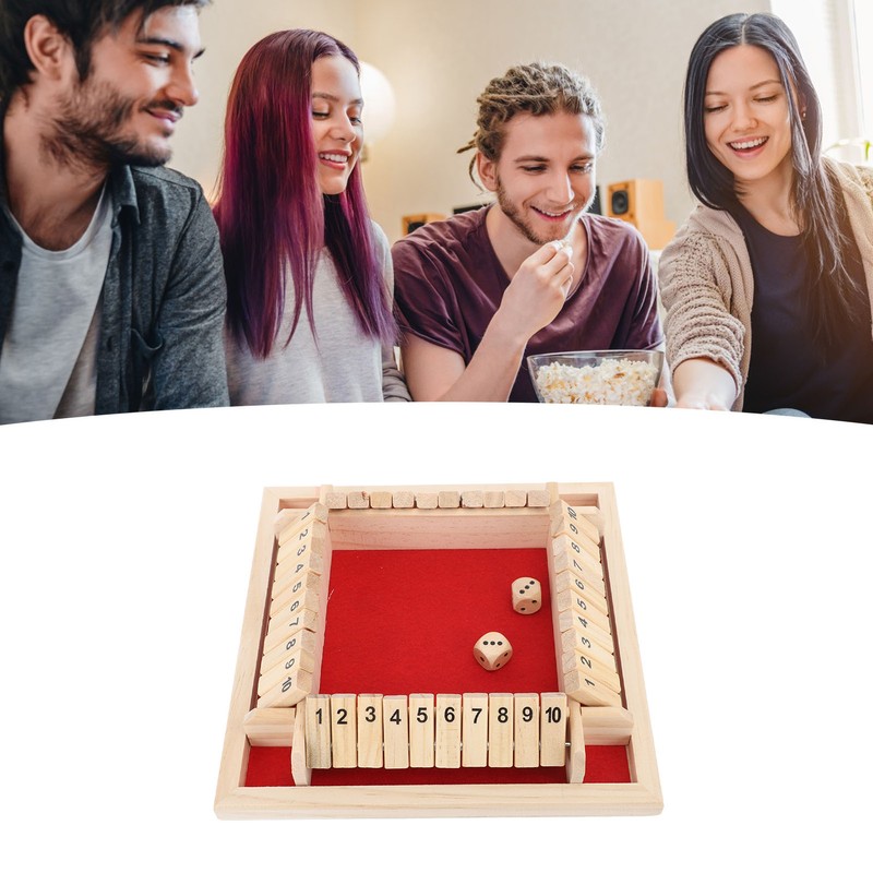 4 Sided Shut The Box Dice Game Wooden Board Table