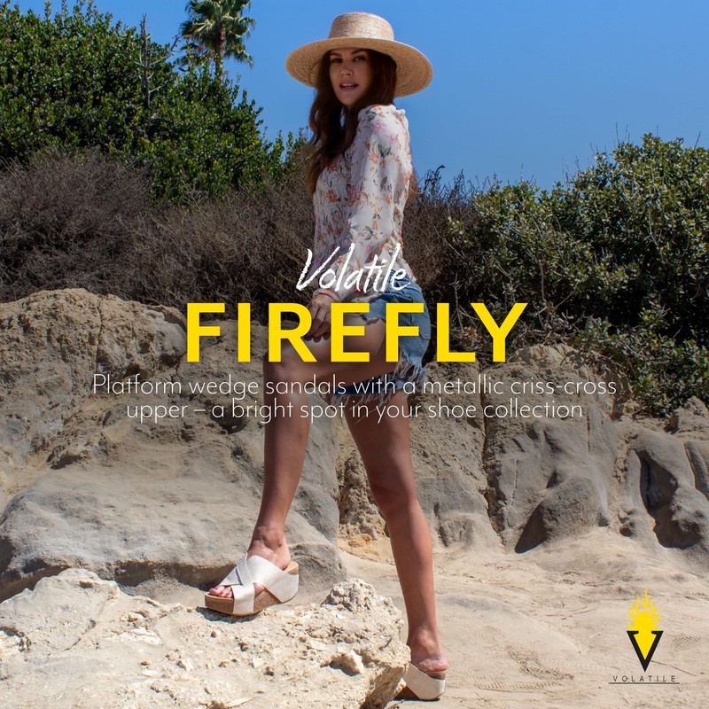 VOLATILE Women's Firefly Wedge Sandal, Bronze, 7