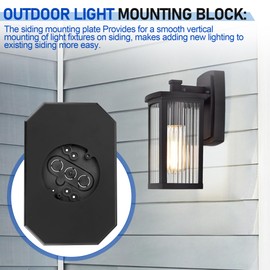 Pulems Siding Mounting Block 8141DBL, Vinyl Siding Mounting Block Outdoor Light Mount Plate Kit with Built-in Electrical Box for 1/2 inch Lap Double, Black Outdoor Light Plate