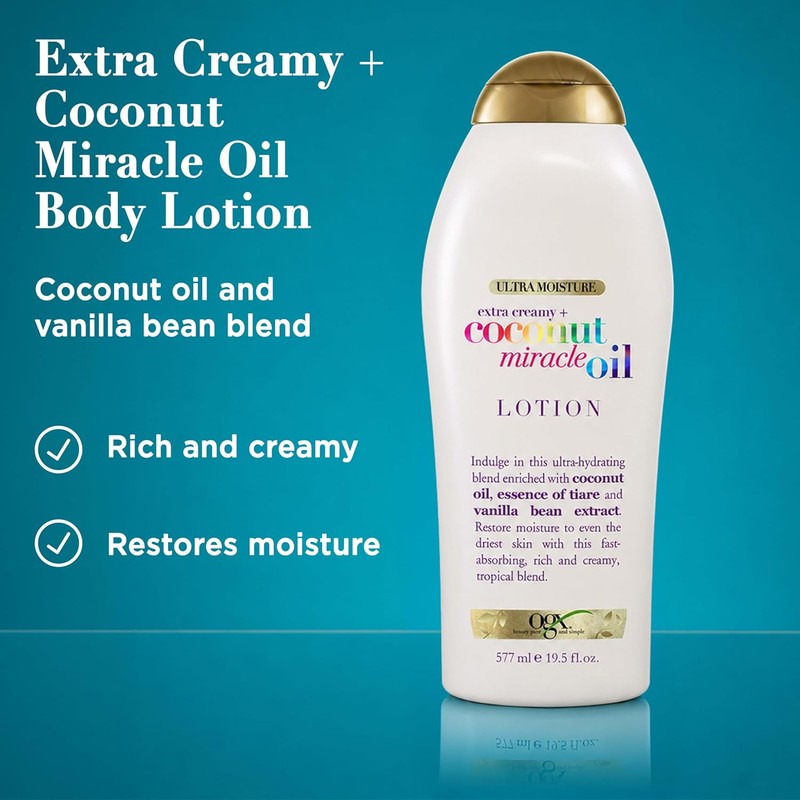 OGX, Crema Corporal Humectante de Aceite de Coco, 577 ml