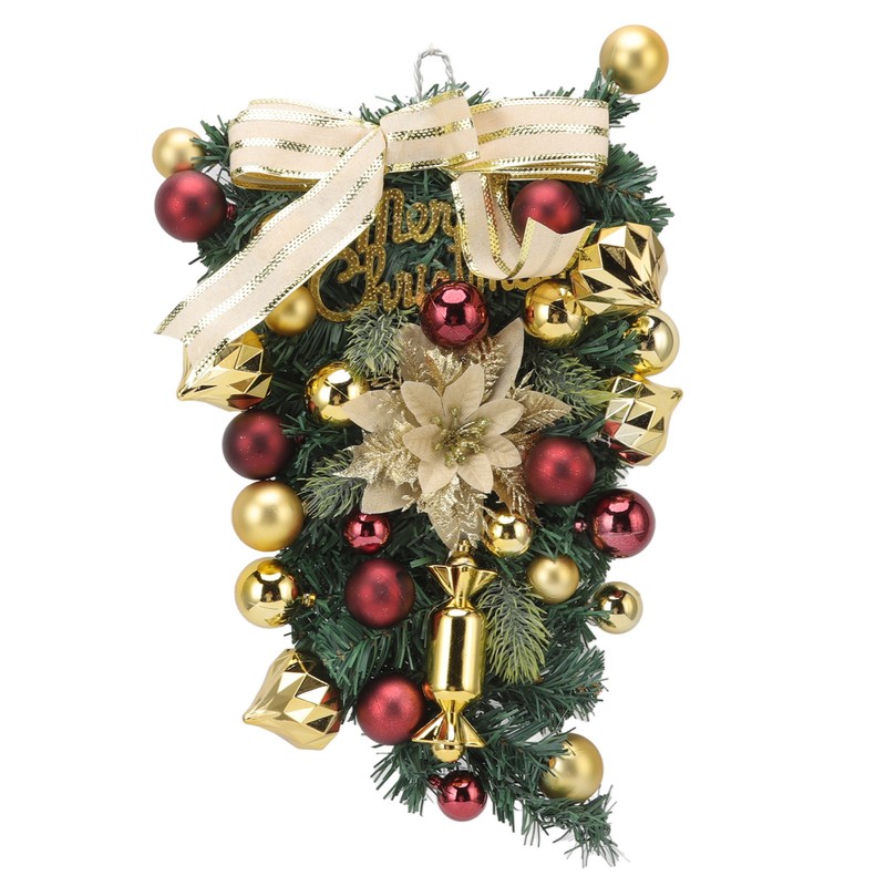 Christmas Inverted Tree Wreath Door Hanging Electroplated Ball Rattan Garland