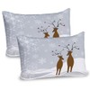 Ambesonne Christmas Pillow Sham Set of 2, Reindeers at Noel