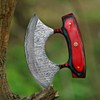 ZN CRAFTS Handcrafted Damascus Steel Alaskan Ulu Knife wisth Leather
