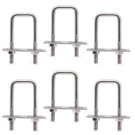 BENLIUDH U Bolts 1 Inch Wide, 70mm Length M6 Stainless Steel Square Tube Clamps with Nut and Plate (6 Set)