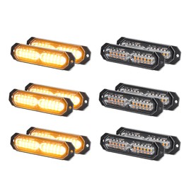 Amber Led Grille Lights for Trucks, 12-Led, Emergency Surface Mount Grill Strobe Light, Mini Warning Flashing Bar, Upgraded Waterproof for Dodge Ford Toyota Tacoma Truck, 12PC Pack