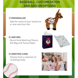 DolliBu Standing Deer Stuffed Animal with Baseball Plush - Soft Huggable Deer, Great Gifts for Kids Who Love Baseball, Cute Wild Animal Plush with Plush Baseball Toy for Kids, Adults - 10 Inches