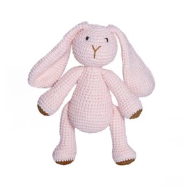 Knitted Stuffed Animal Bunny,Crochet Bunny Stuffed Animal, Crochet Bunny Newborn Toy Early Development Grips Stuffed Animal Organic Rattle - Pink