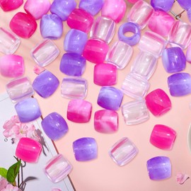 ROBOHOOK 51 Pcs Hair Beads, Beads for Hair Braids Kids Hairpin Decoration Braid Jewelr Suitable for Girls Braid Accessories(Purple*17,Rose Red*17,Transparent*17)