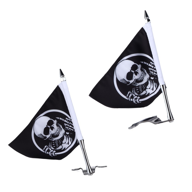 Trunk Lid Flagpole Mount Kit with Skull Flag L R