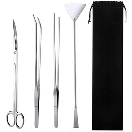 Aquarium Aquascape Tools Kits-4 in 1,Long Stainless Steel Aquatic Tools Kit,Aquarium Starter Kit&Clean Fish Tank Aquascape Tools Sets for Fish and Aquatic Plants Trim Aquascaping Cleaning With Bag Silver