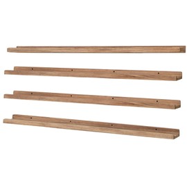 Long Floating Shelves for Wall 47 Inch,Real Wood Picture Ledge Shelf with Lip Set of 4,Photo Frame Storage Display for Living Room Nursery Room Bedroom Bathroom Kitchen Decor(Carbonized Black)