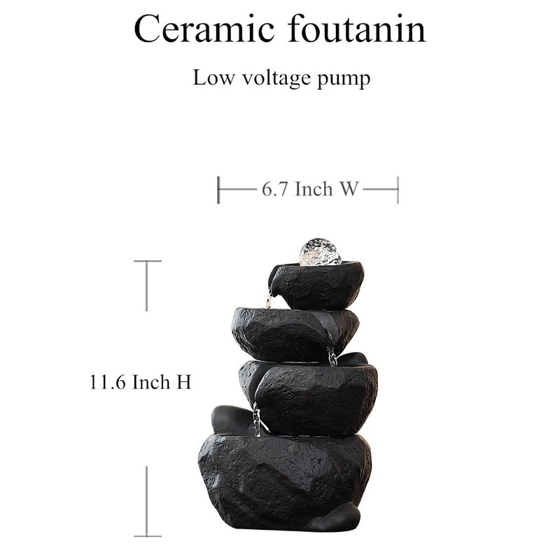 Tabletop Desktop Fountain Waterfall Water Feature Ceramic Indoor Fountain Office