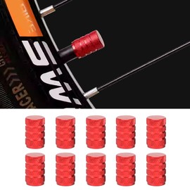 Honibaoto 10 PCS Car Tire Valve Stem Caps, Aluminum Tire Air Cap Set, Dust Proof & Corrosion Resistant Stem Covers, Car Accessories for SUV Bike Bicycle Truck Motorcycle (Red)