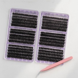 GWAWG 240 Stück künstliche Wimpern, einzeln, 60D, 80D, 100D, Bouquet, gemischte D-Curl, Wimpernverlängerung mit Pinzette, Wimpern Cluster DIY zum selbst Anbringen für Anfänger, Mädchen und Frauen