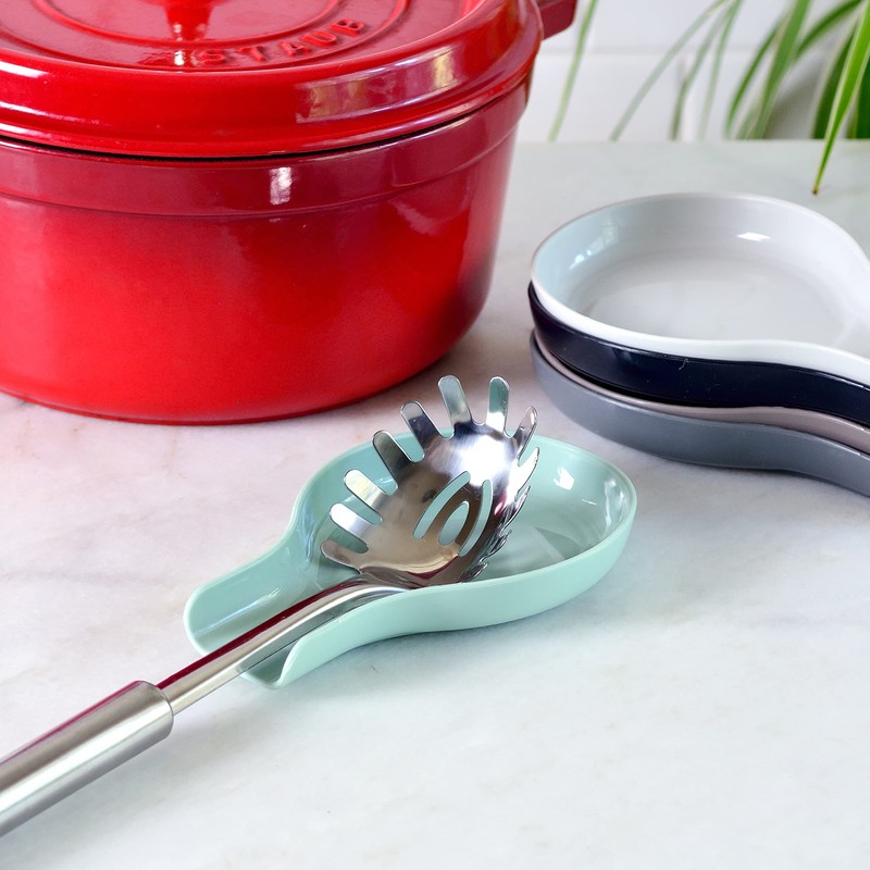 Youngever 5 Pack Plastic Spoon Rests, Kitchen Utensil Holders, Plastic