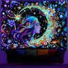 Serborlur Blacklight Sun and Moon Tapestry UV Reactive Psychedelic Floral