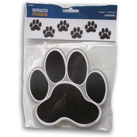 36 Large Paw Paper Cutout - Crafts Bulletin Board Decor Shapes - Black - 6 Inches