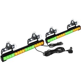 New 32LED 26 Flash Patterns Green/White Safety Warning Lights for Vehicles 2x16.8 Inch Emergency Flashing Traffic Advisor LightLight Color: Amber/green, Rated Power: 36, Beam Angle: Spot