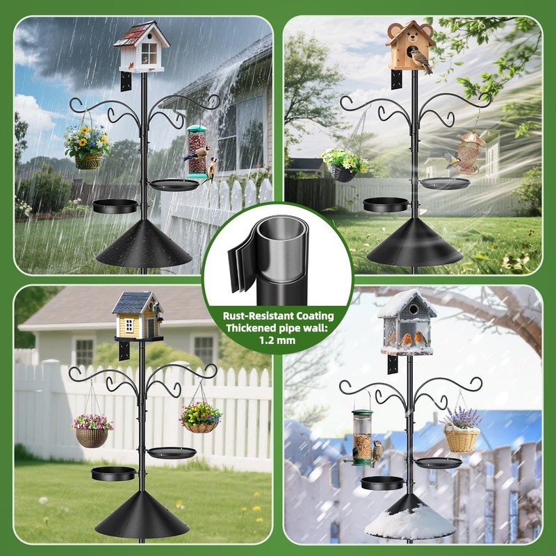 Upgraded Heavy Duty Bird Feeder Pole, 92 Inch Squirrel Proof