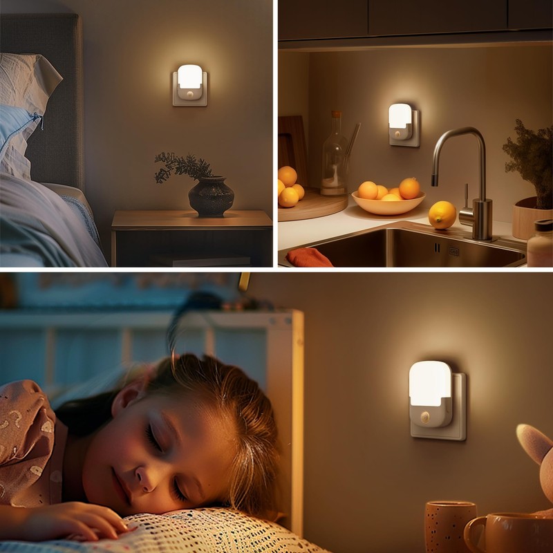 Briignite Night Light Motion Sensor Socket, Dimmable 3000 K, Pack