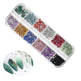 Pack of 1500 Rhinestones for Nails, Nail Glitter, Sequins, Colourful Rhinestone Pendants for Nail Art, 2 mm, Nail Stickers with Crystals, Nail Gemstones for Decoration Sets, Nail Art Accessories